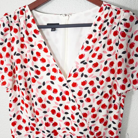 Talbots Women’s Dress Cottagecore Garden Tulip Print V-Neck Midi Ruffle Hem Sz 4 - Picture 3 of 9